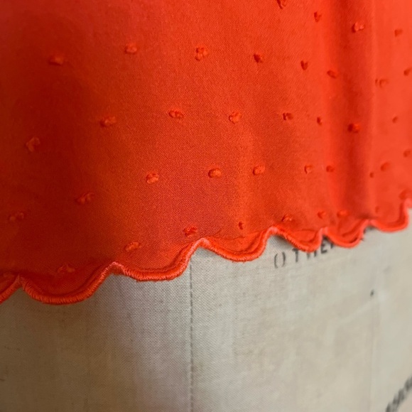 Anthropologie Maeve orange blouse with button sleeves and little dot design - Picture 4 of 8